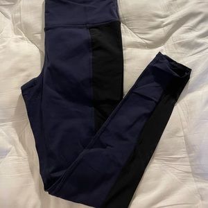 Athleta Blue & Black Athletic Leggings with Mesh, Size M